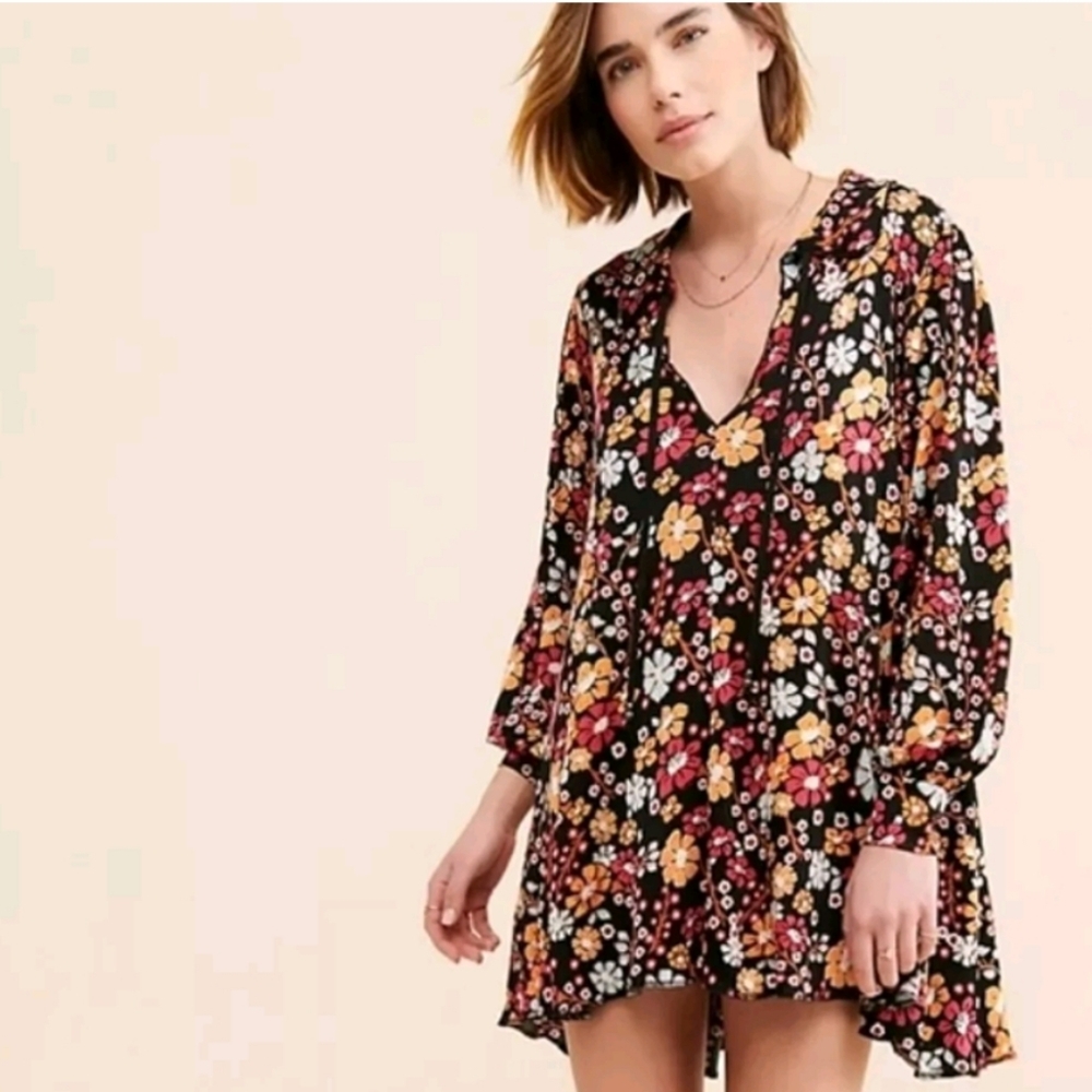 Free People Daisy Jane Long Sleeve Mini Dress size S in black